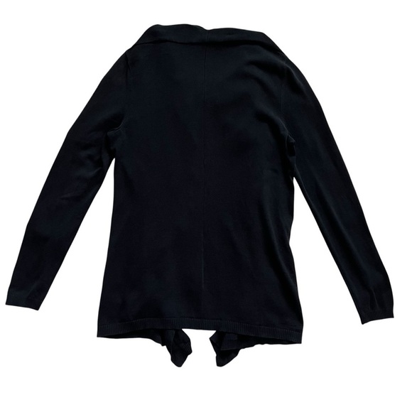 MaxMara Silk Cotton Blend Ruffle Open Front Waterfall Cardigan in Black Size M - Picture 2 of 10